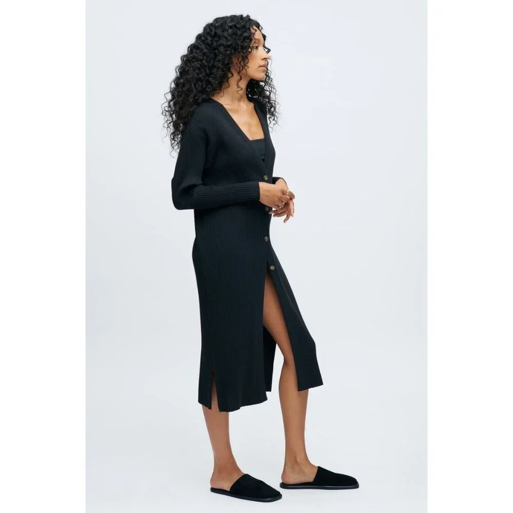 NWT KOTN | Women's Midi Ribbed Cardigan in Stone Blue - Picture 3 of 10